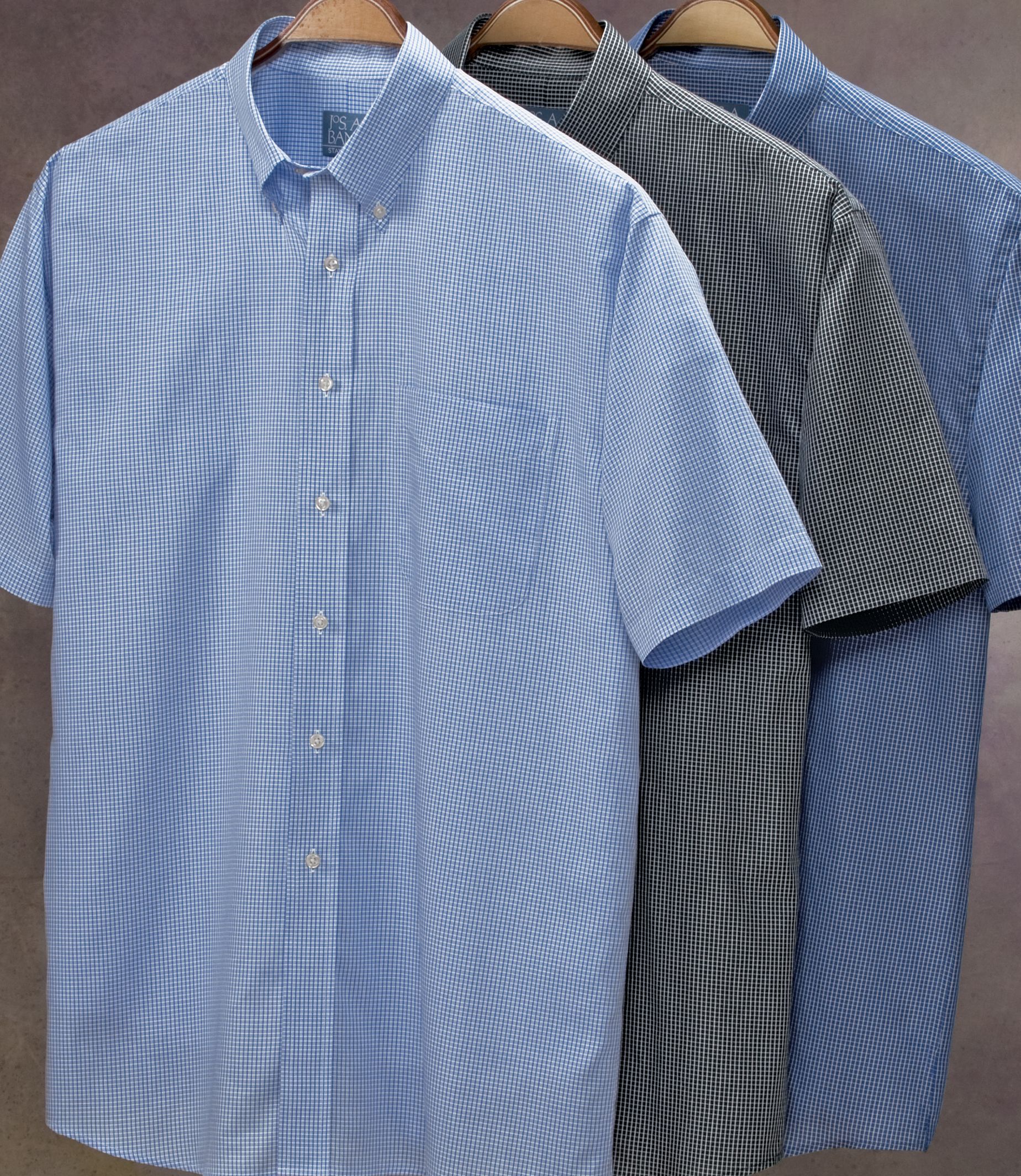 Stays Cool Buttondown Mini Check Short Sleeve Sportshirt