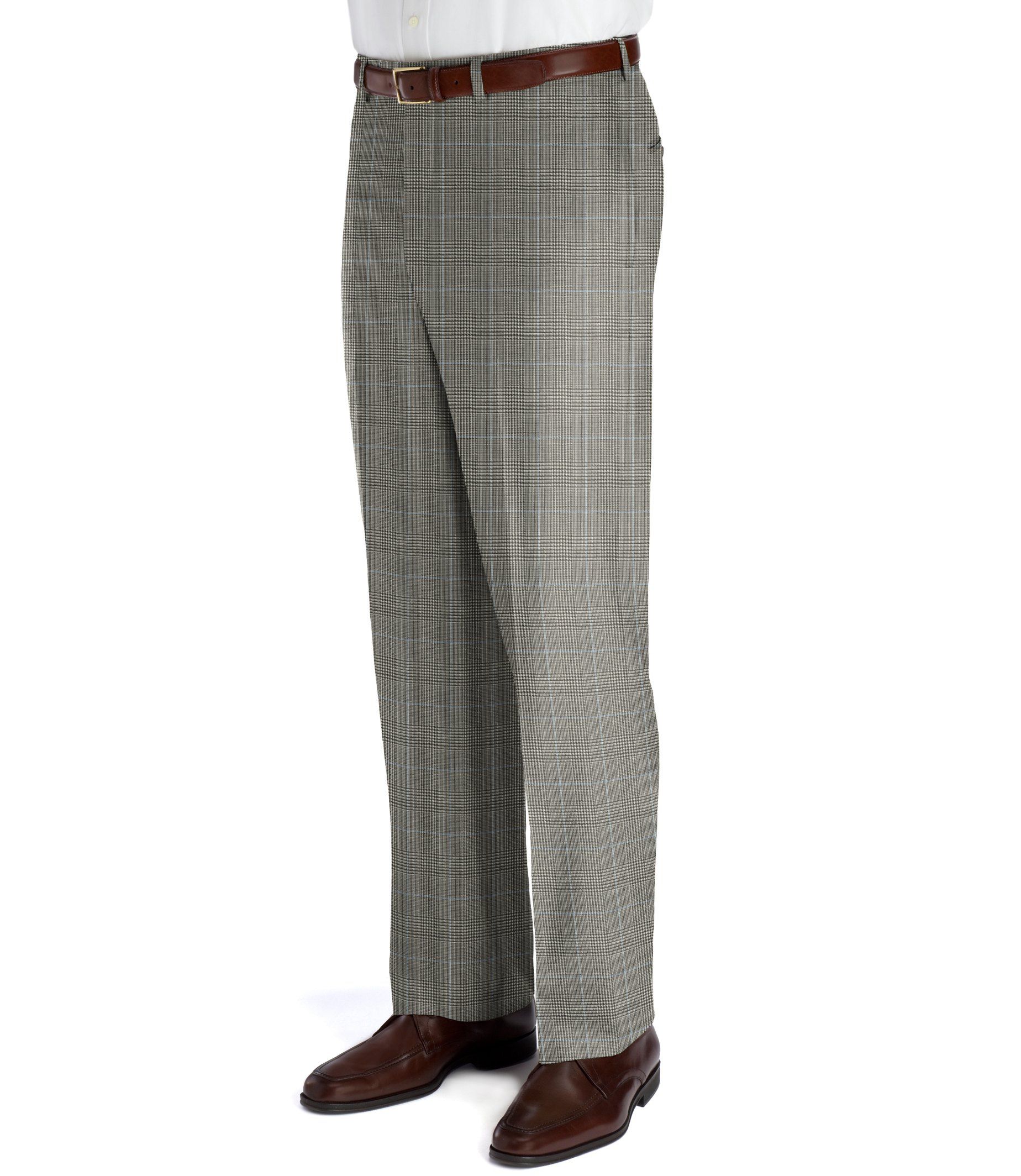 Executive Plaid Wool Plain Front Trousers- Buy 1, Get 2nd for $99, 3rd FREE!