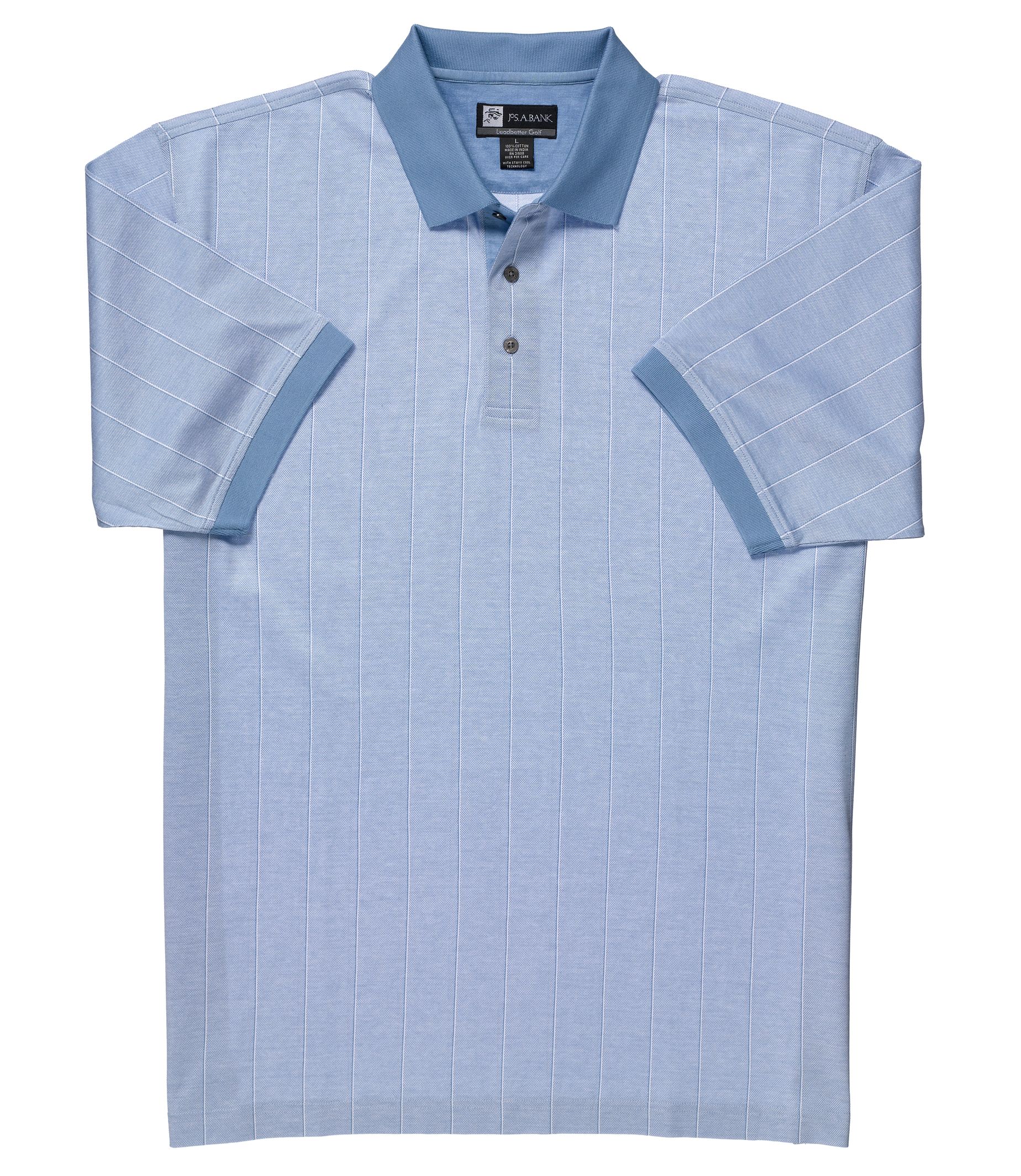 Leadbetter Stays Cool Light Blue Vertical Stripe Patterned Polo
