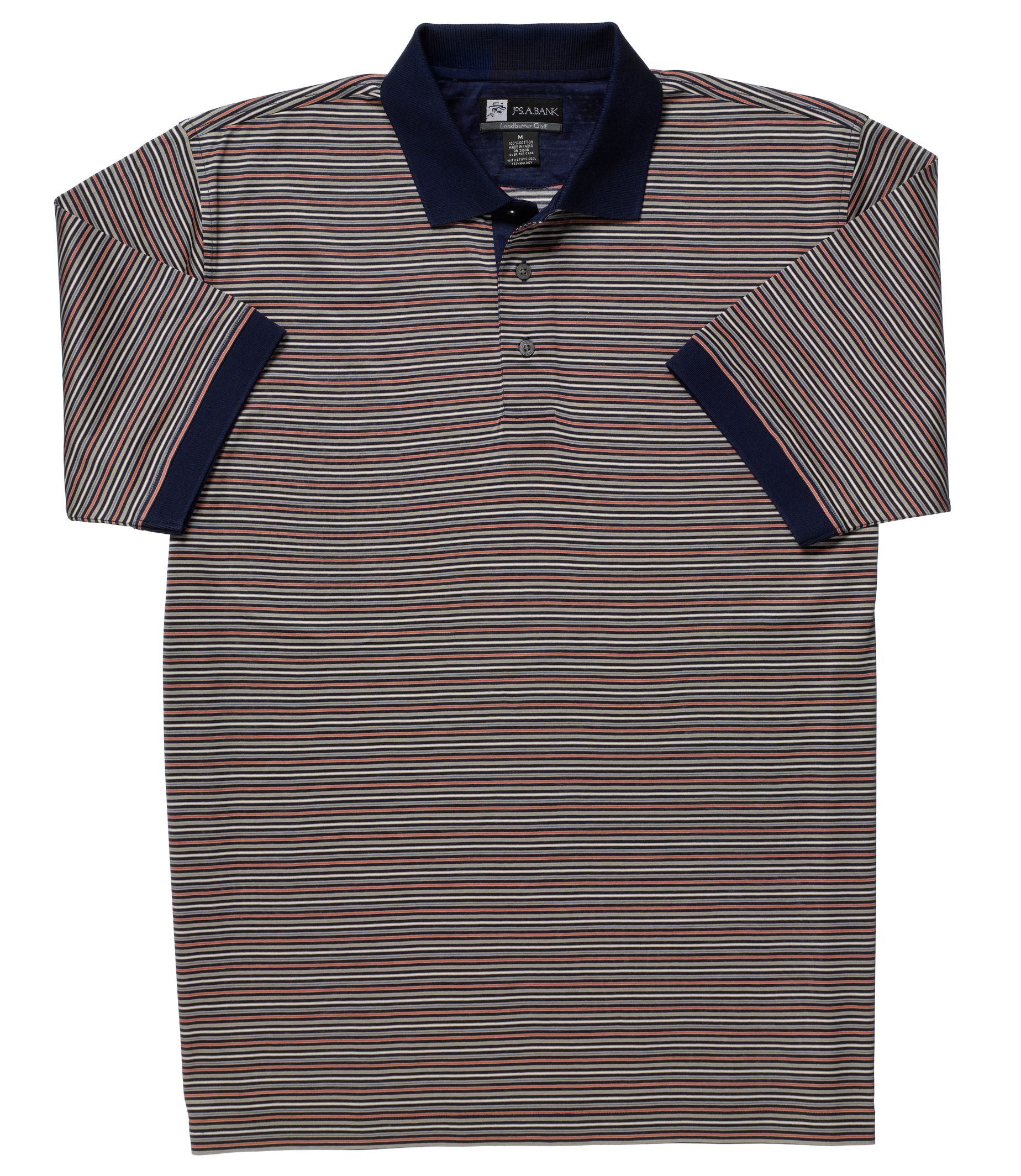 Leadbetter Stays Cool Navy/Salmon/Tan Multi Feeder Patterned Polo