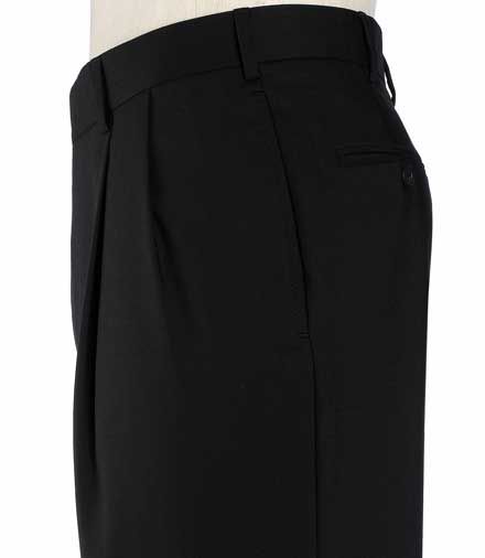 Business Express Pleated Trousers Big or Tall- Black Stretch