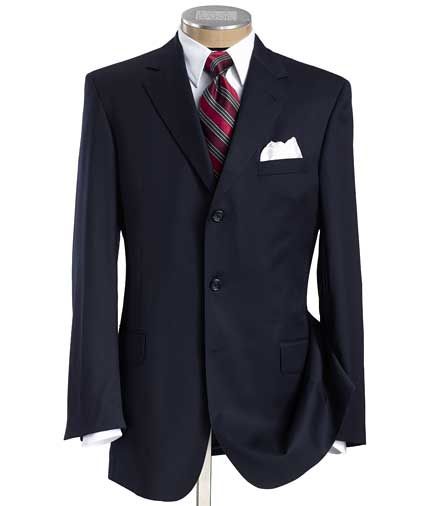 Executive 3-Button Center Vent Wool Suit with Plain Front Trousers