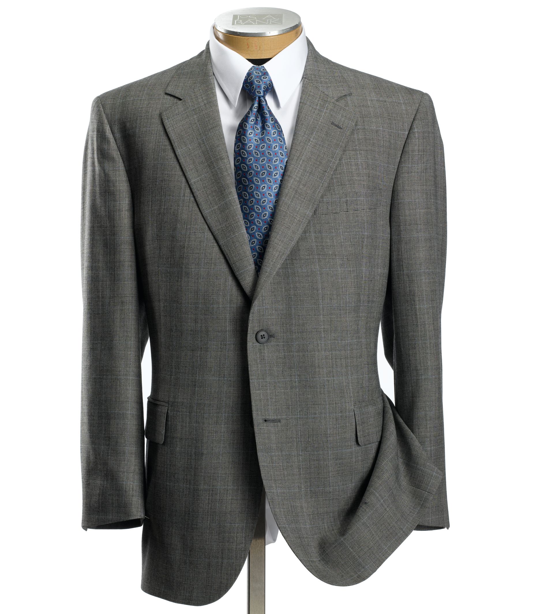 Traveler Suit Separate 2-Button Jacket- Grey Plaid
