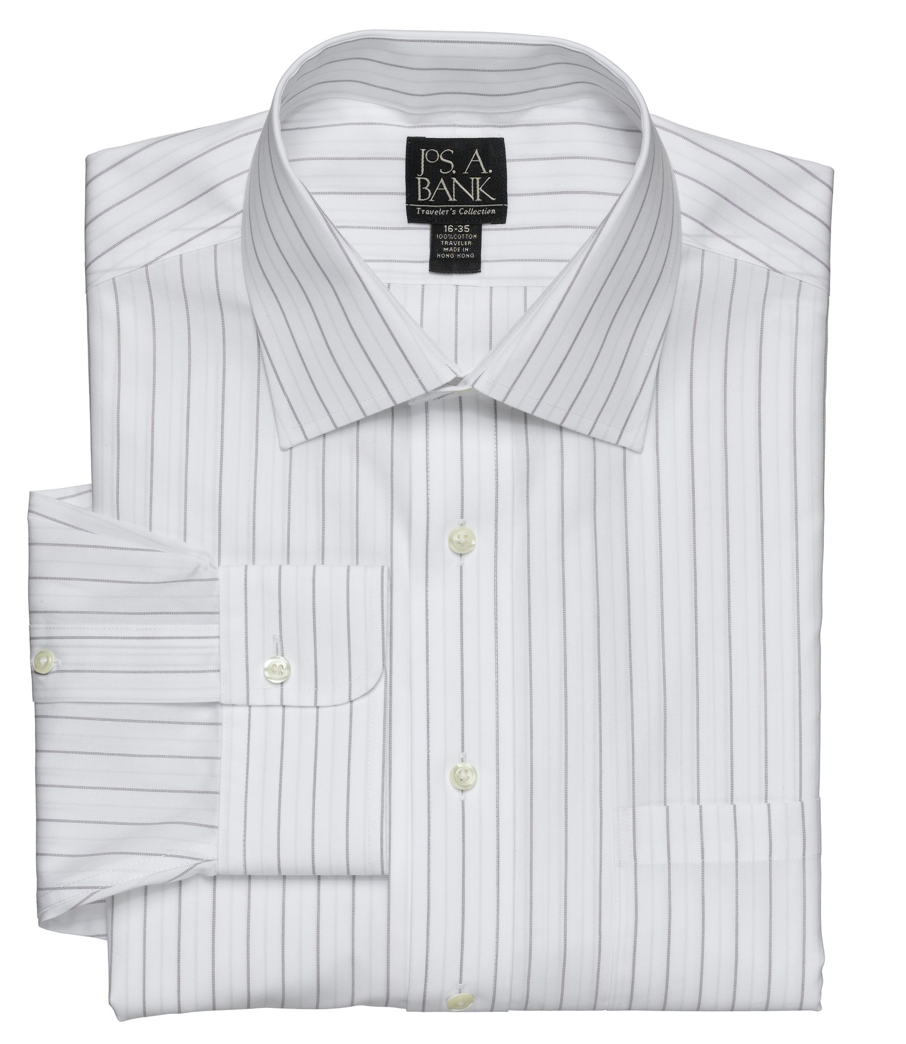 Traveler Wrinkle-Free Spread Collar Pinpoint Dress Shirt
