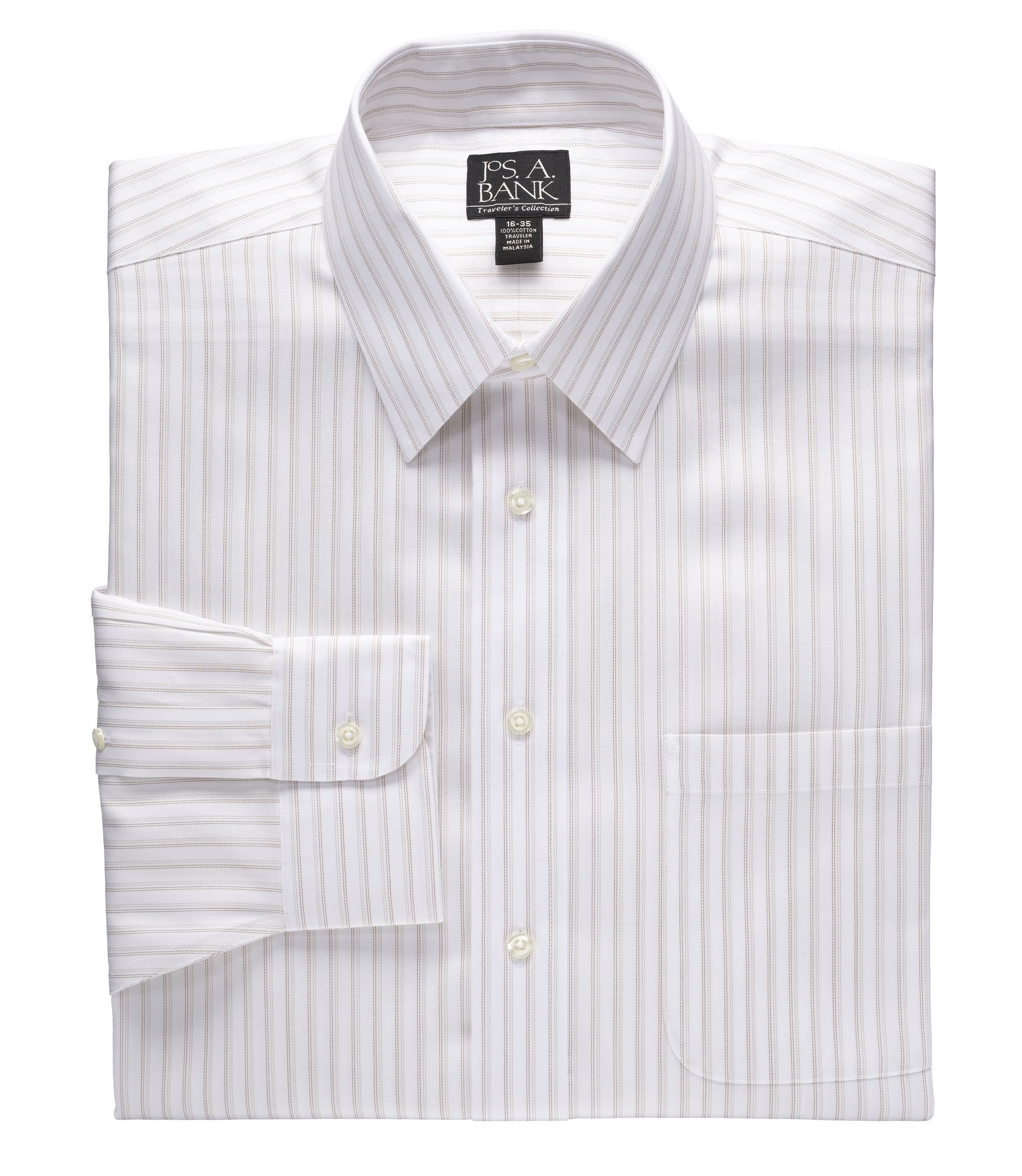 Traveler Wrinkle-Free Point Collar Pinpoint Dress Shirt- 2 for $99