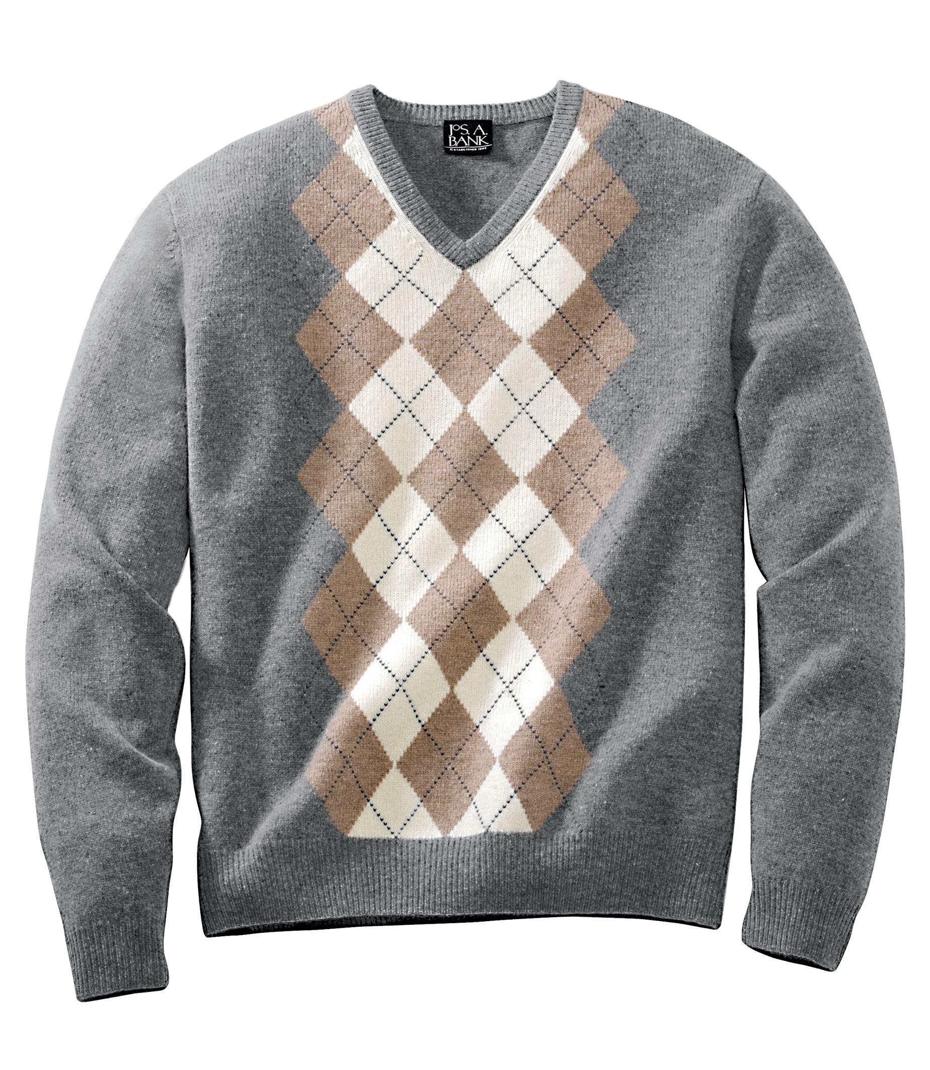 Lambswool Argyle V-neck Sweater