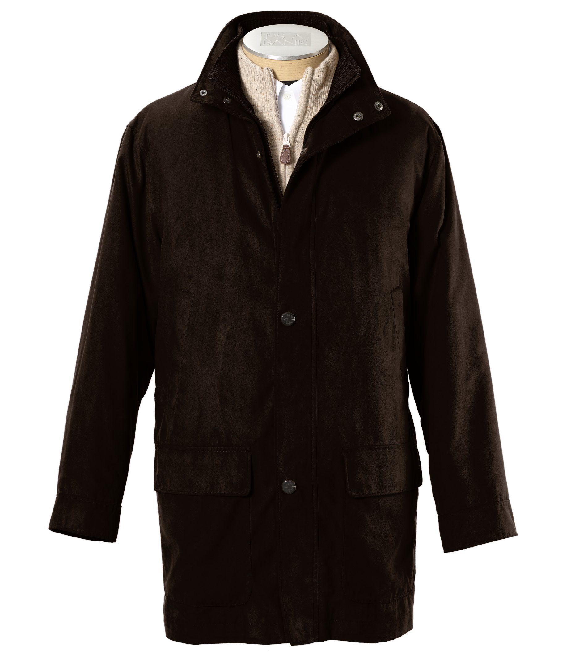 Micro-suede Zip-out Three-quarter Length Jacket | Snapcat