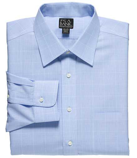 Traveler Spread Collar Glen Plaid Dress Shirt- 2 for $99