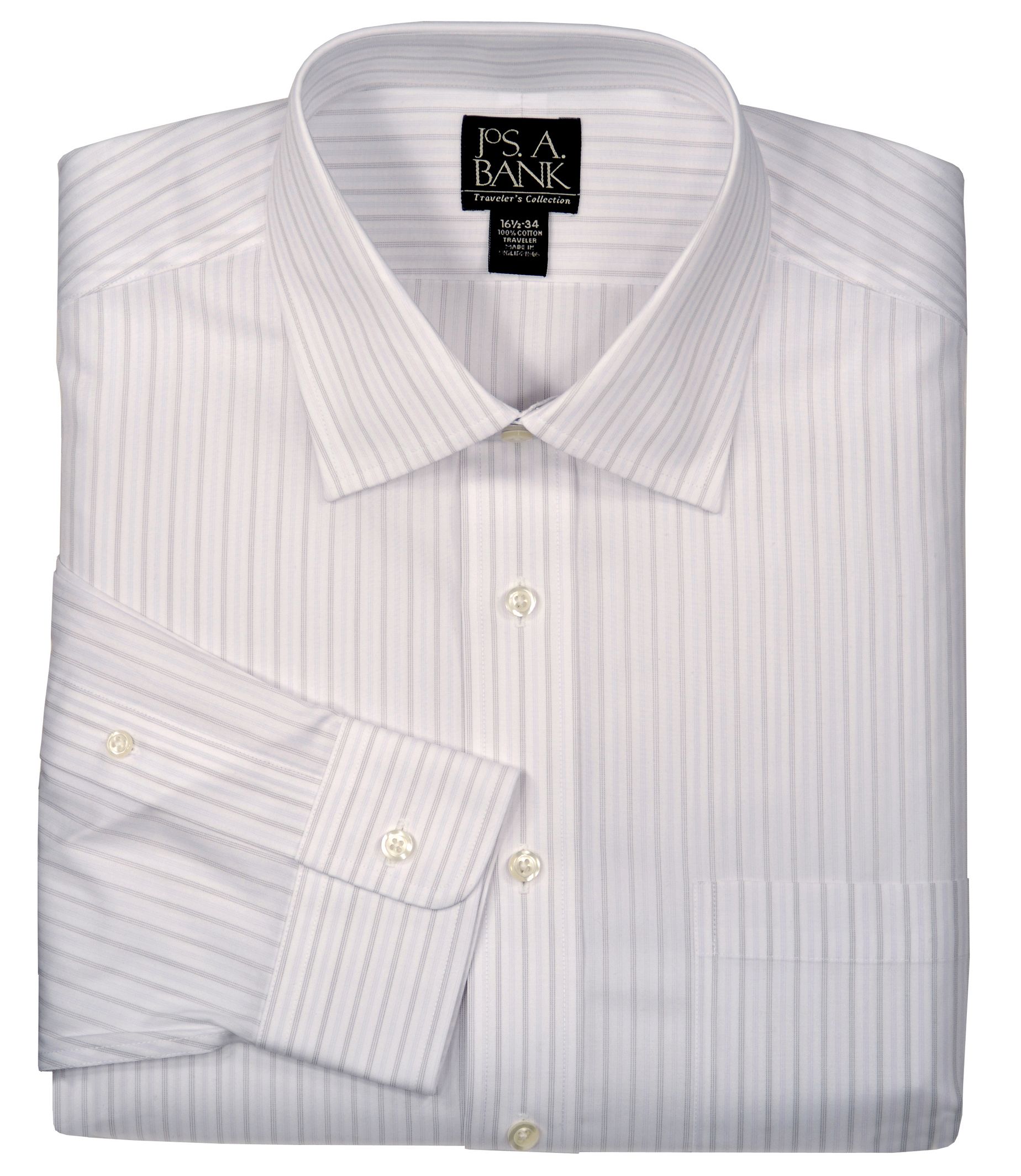 Traveler Wrinkle-Free Spread Collar Pinpoint Dress Shirt- Buy 4, Get 50% OFF!
