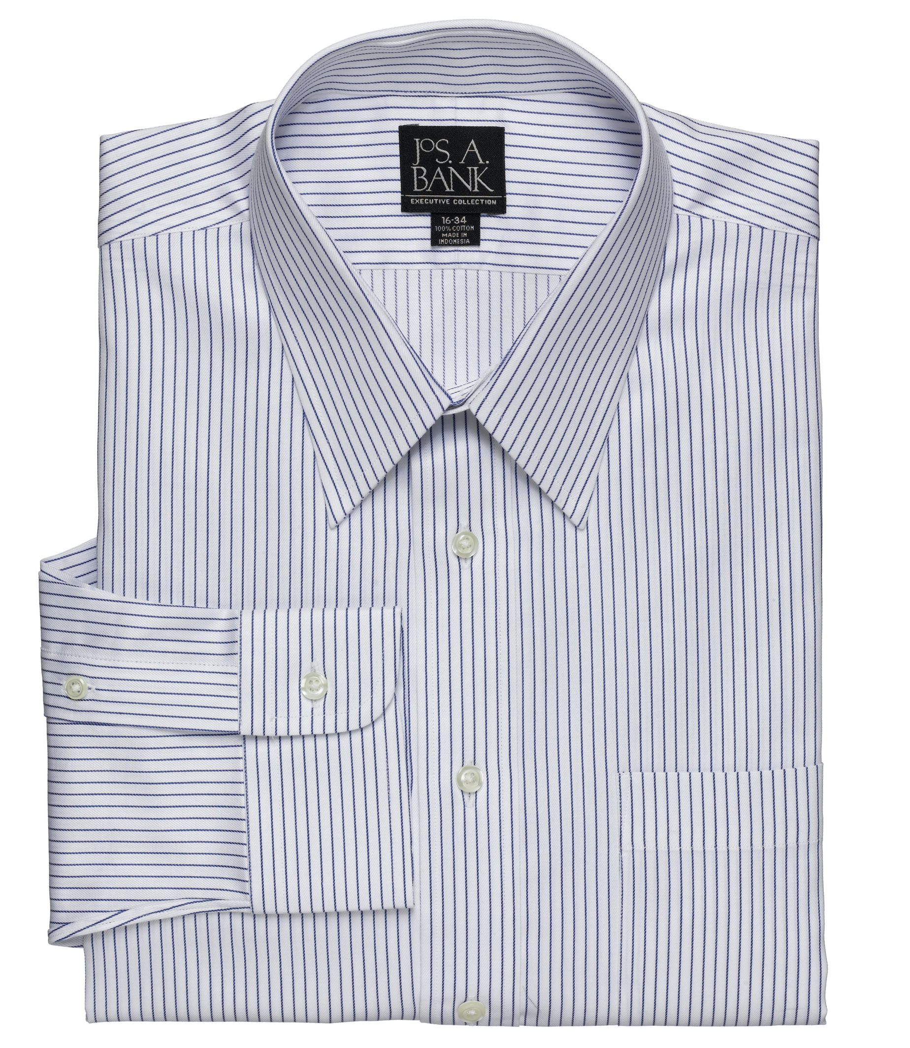 Executive Twill Pinstripe Point Collar Dress Shirt