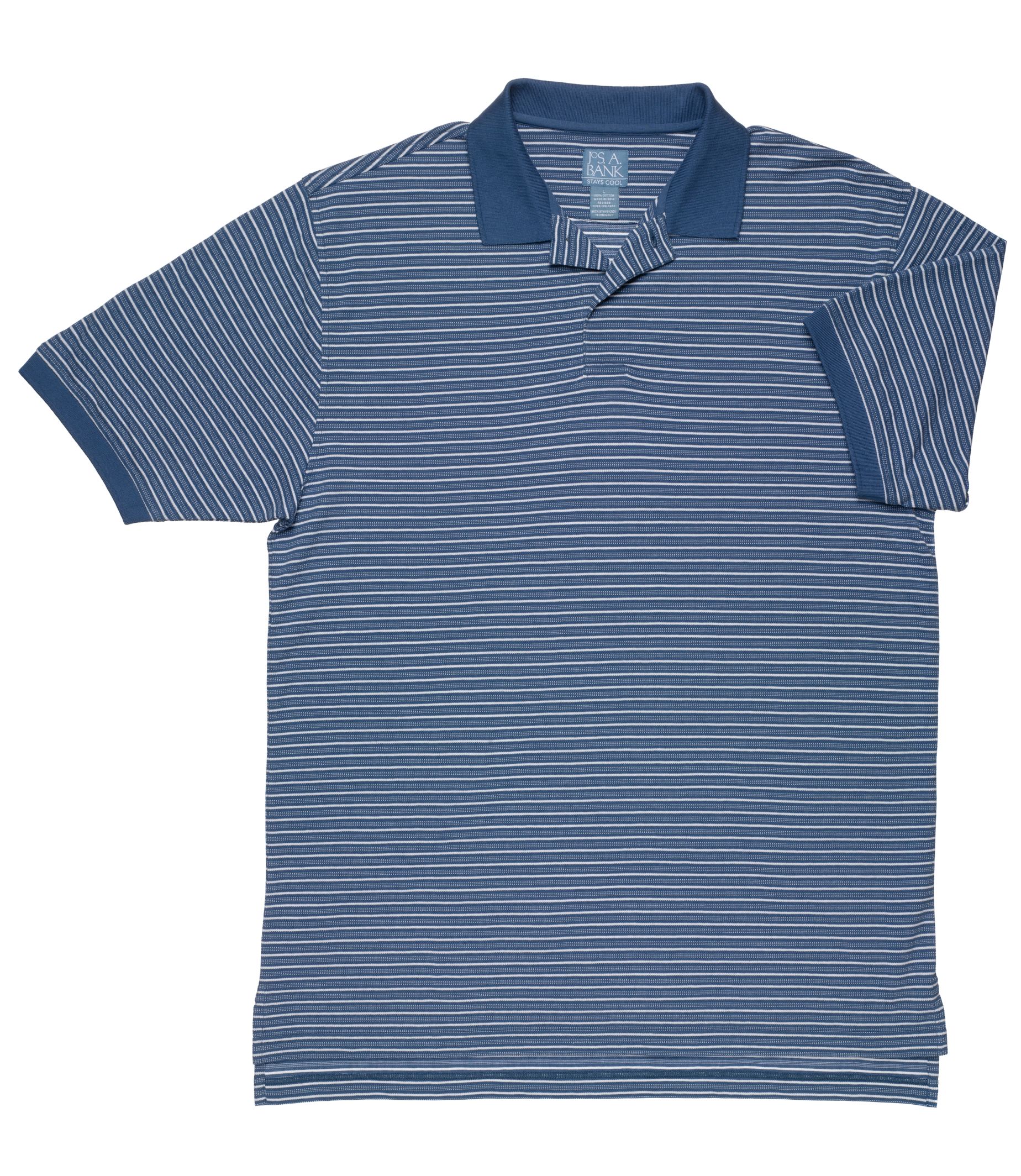 Stays Cool Pique Polo Blue/White Stripe