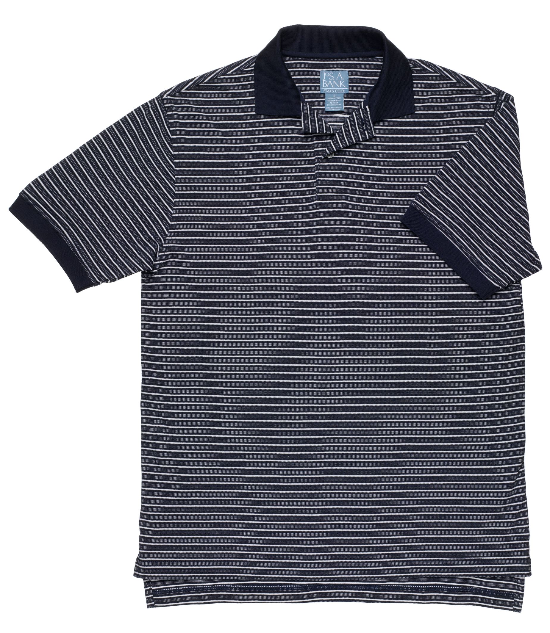 Stays Cool Pique Polo Navy/White Stripe
