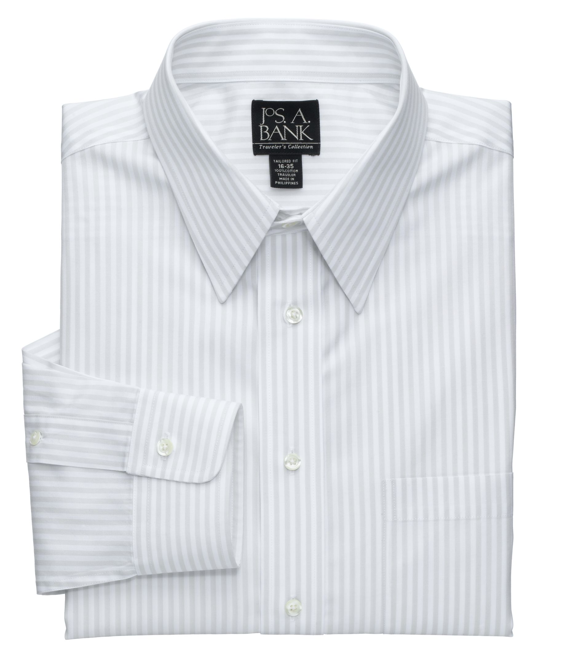Traveler Tailored Fit Point Collar Stripe Dress Shirt

