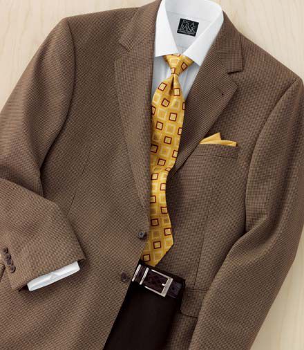 New! Signature 2-Button Wool Tan/Brown Check Sportcoat- Big or Tall