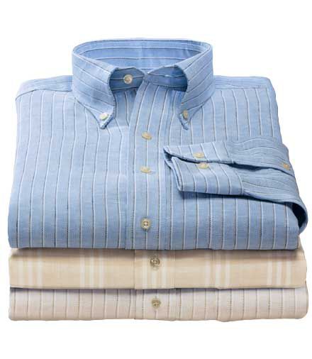 Clearance Wrinkle-Resistant Long Sleeve Linen Sportshirt
