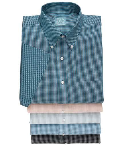 Clearance Stays Cool Buttondown Mini Check Short Sleeve Sportshirt
