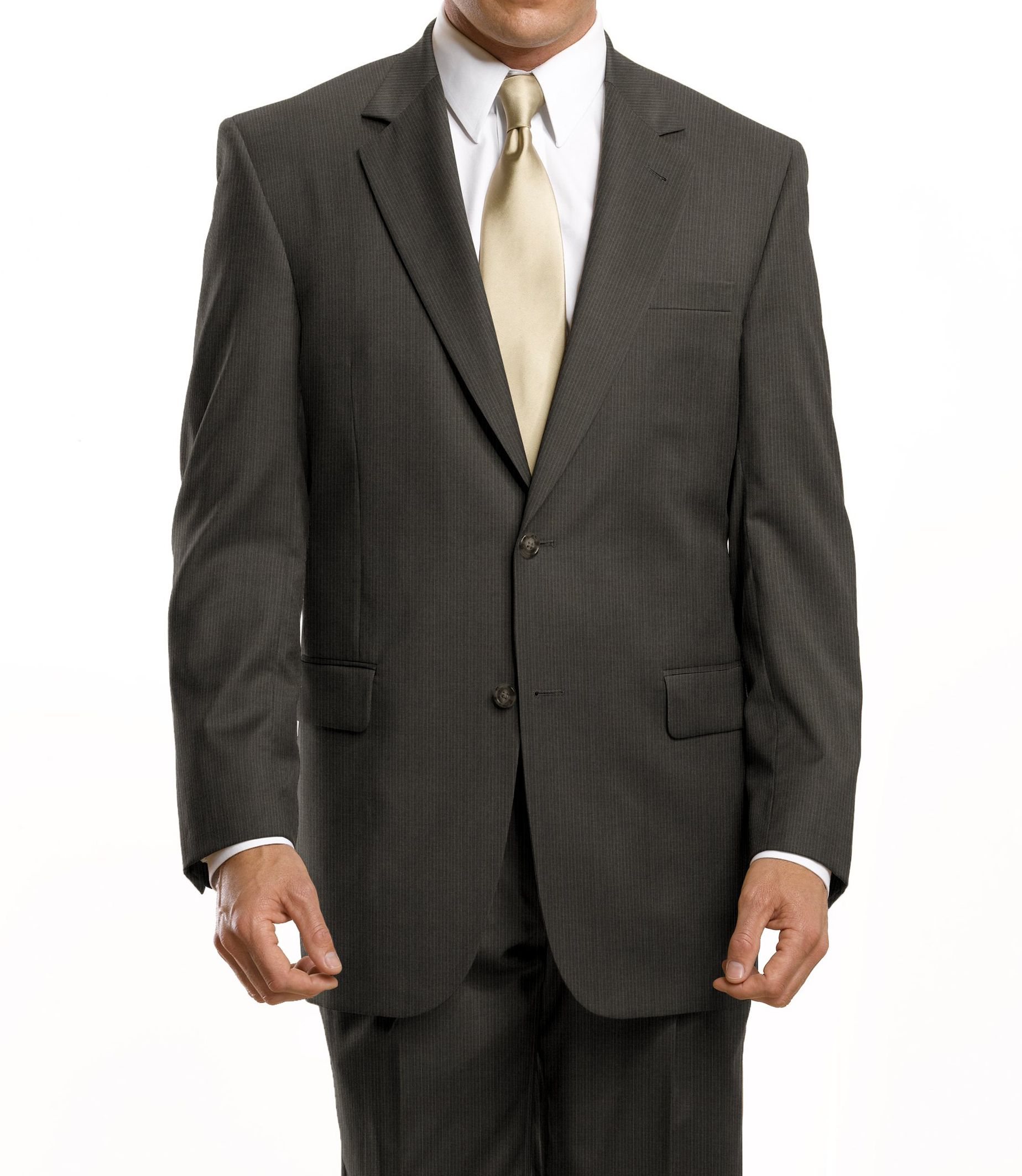 Executive 2-Button Wool Suit with Center Vent Jacket and Pleated Front Trousers
