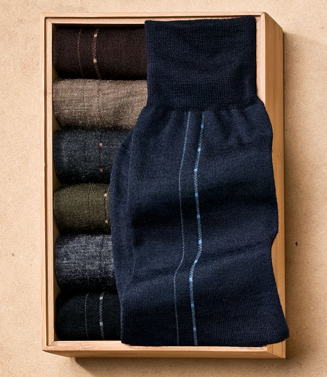 Merino Wool Clocking Stripe Over-the-Calf Socks
