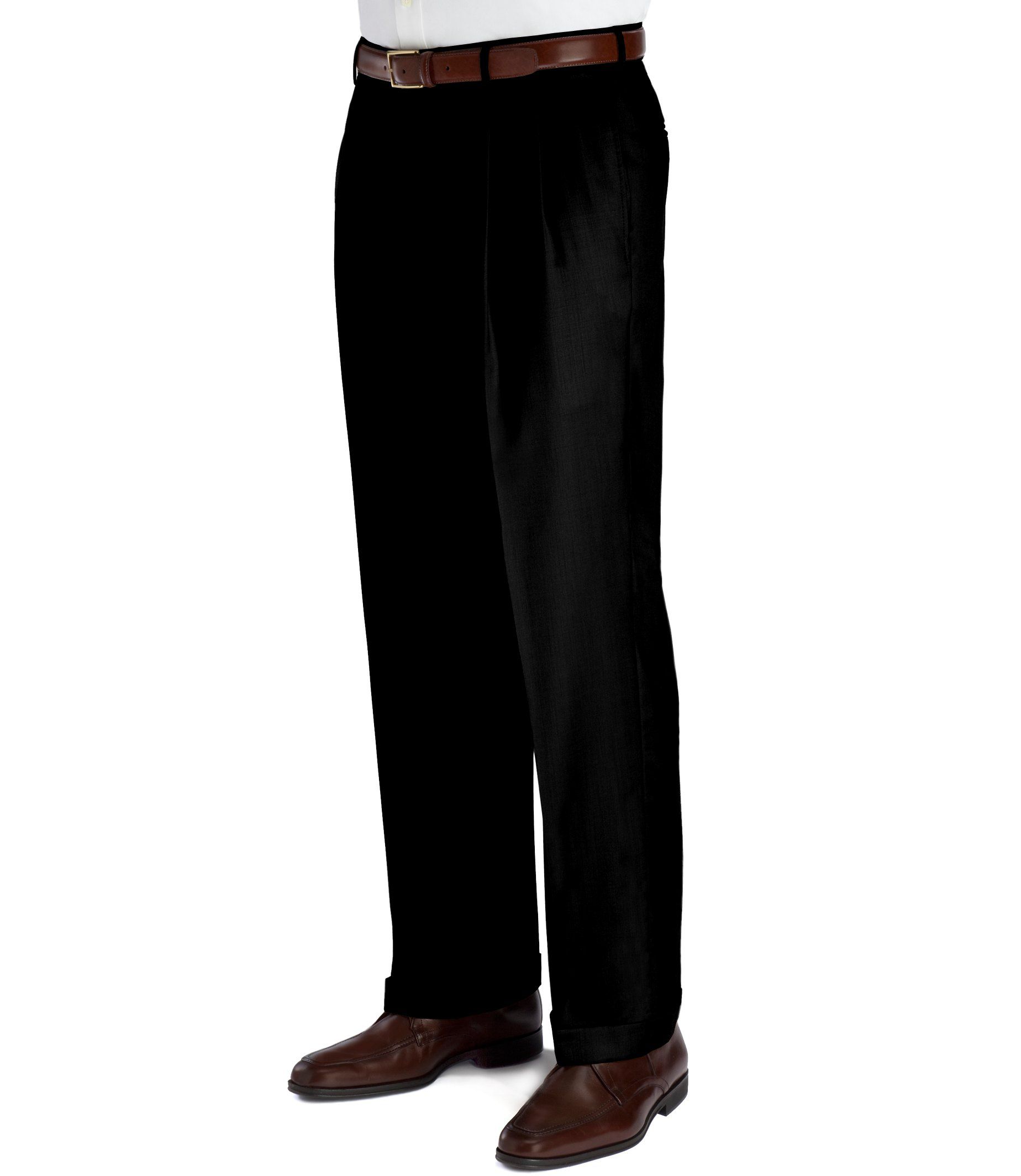 Traveler Pleated Front Trousers- Solid Black or Navy Stripe