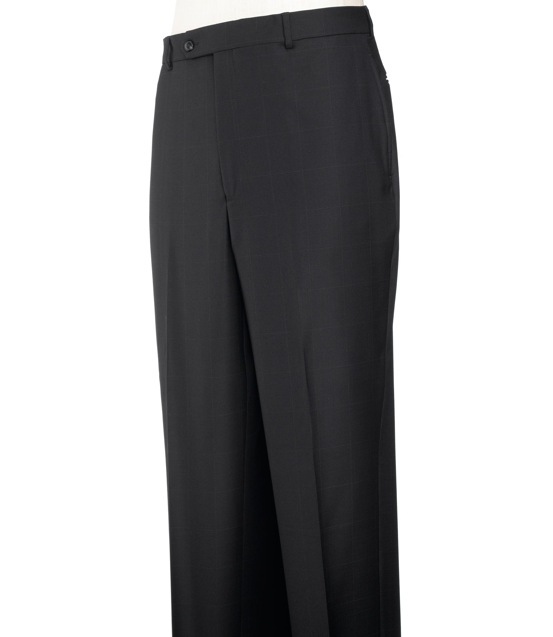 Traveler Plain Front Trousers- Black Windowpane
