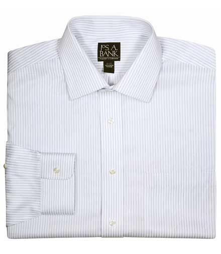 Traveler Spread Collar,Barrel Cuff White Ground Twill Dress Shirt- Buy 4, Get 50
