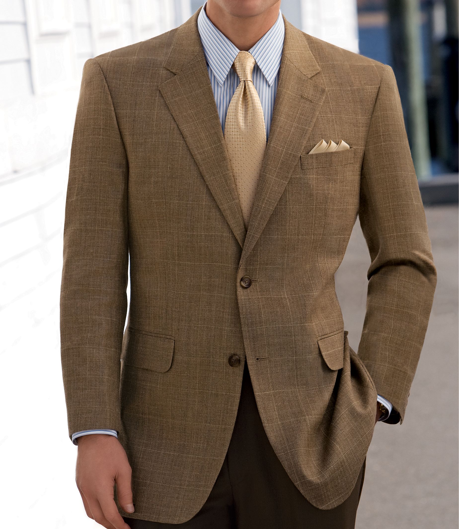 Executive 2 Button Sportcoat- Brown Herringbone Windowpane- 2nd for $99