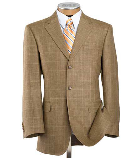 Executive 3 Button Sportcoat- Brown Herringbone Windowpane