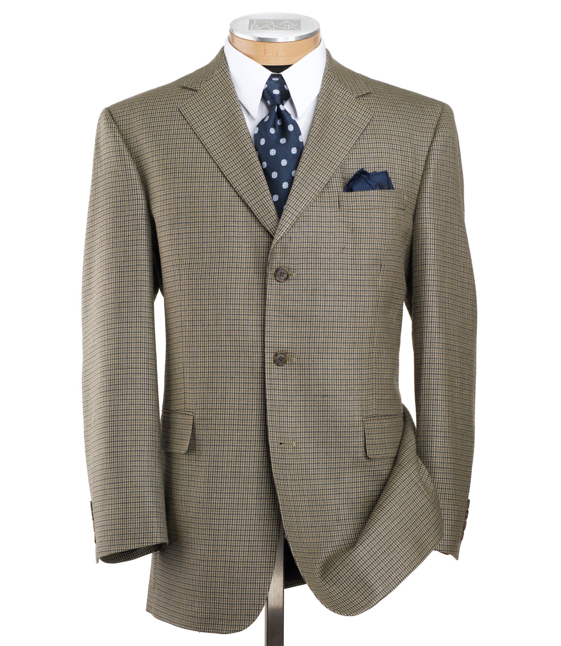 Executive 3 Button Sportcoat- Olive/Navy Check