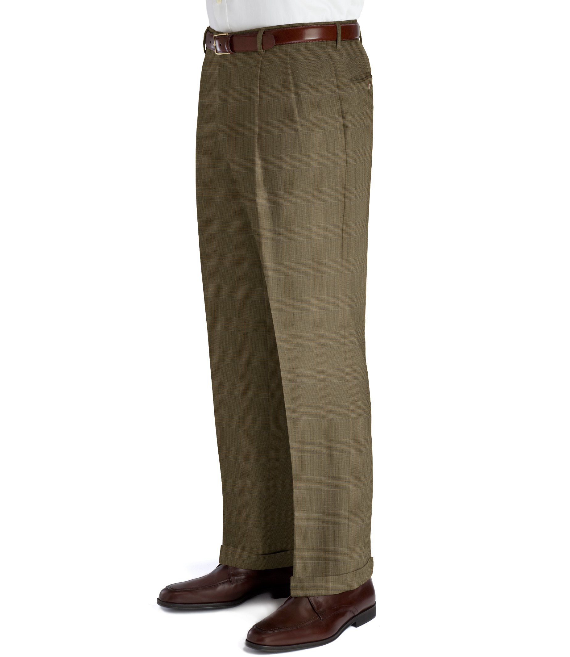 Executive Patterned Wool Trousers- Pleated Front