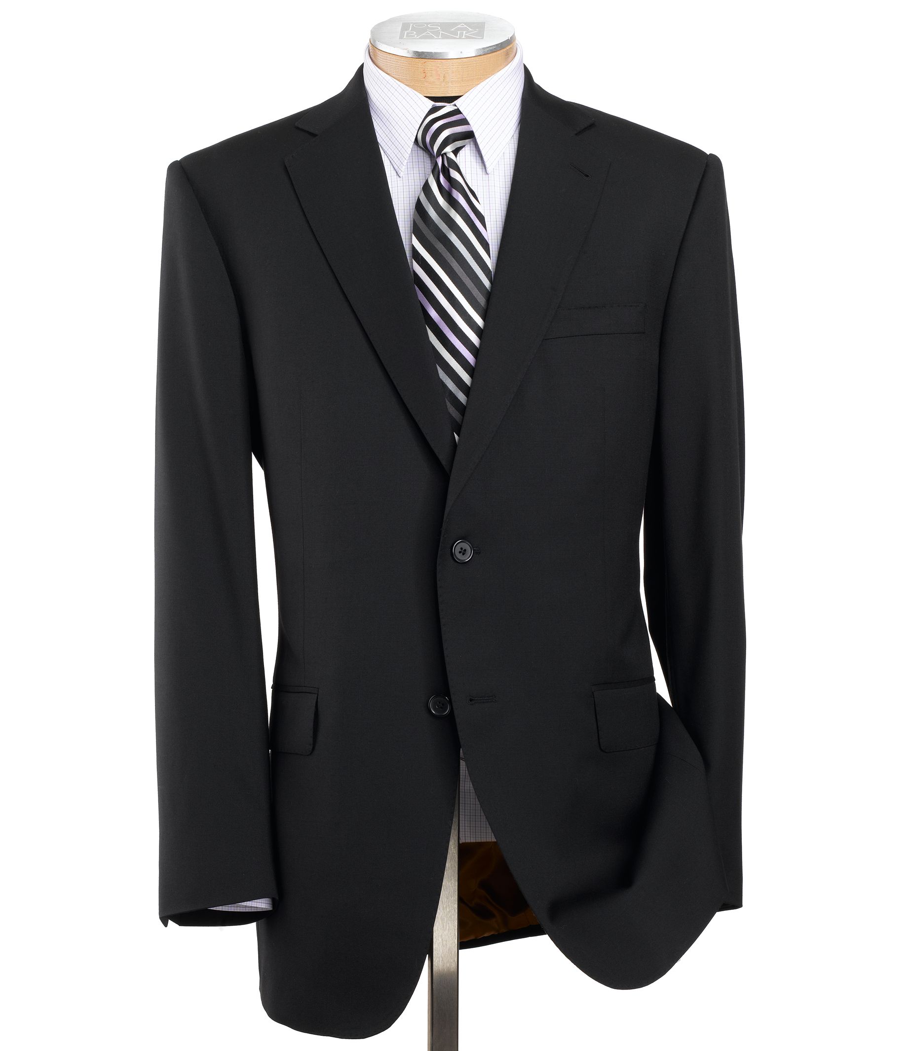 Joseph 2-Button Wool Suit with Plain Front Trousers- Black
