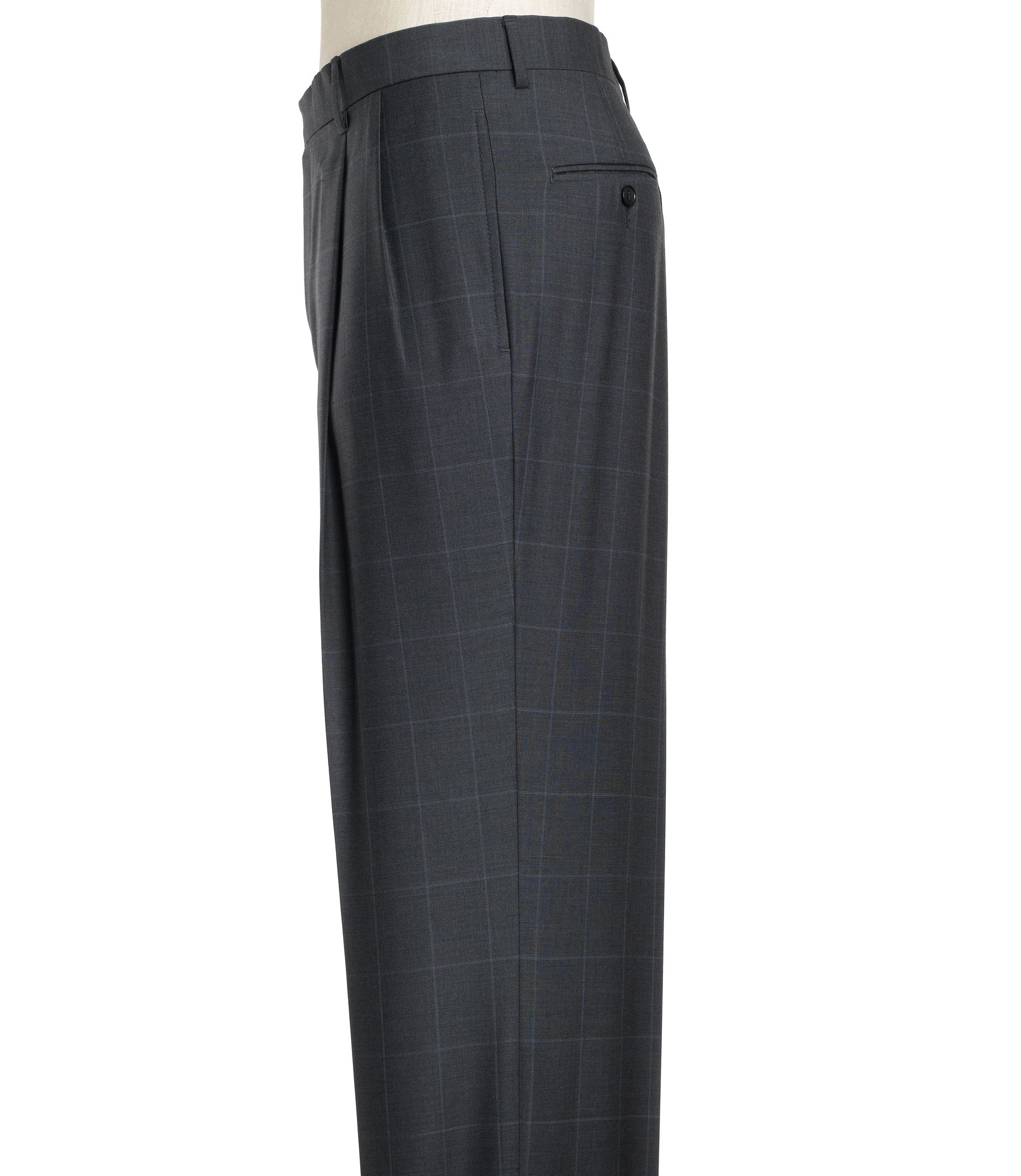 Signature Year-Round Plain Front Windowpane Trousers