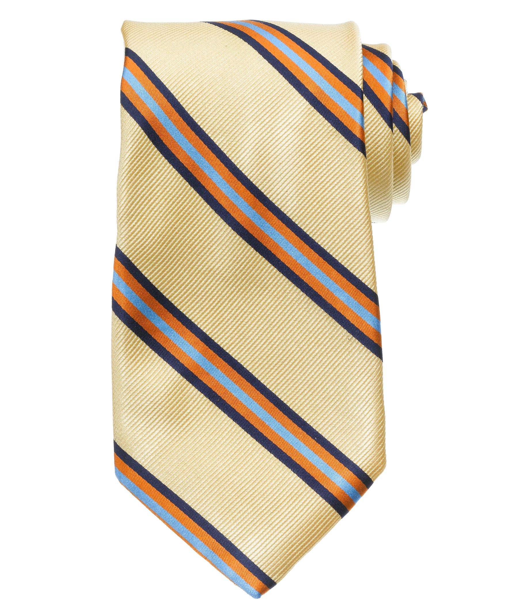 Ribbed Stripe Tie Long Length- Gold
