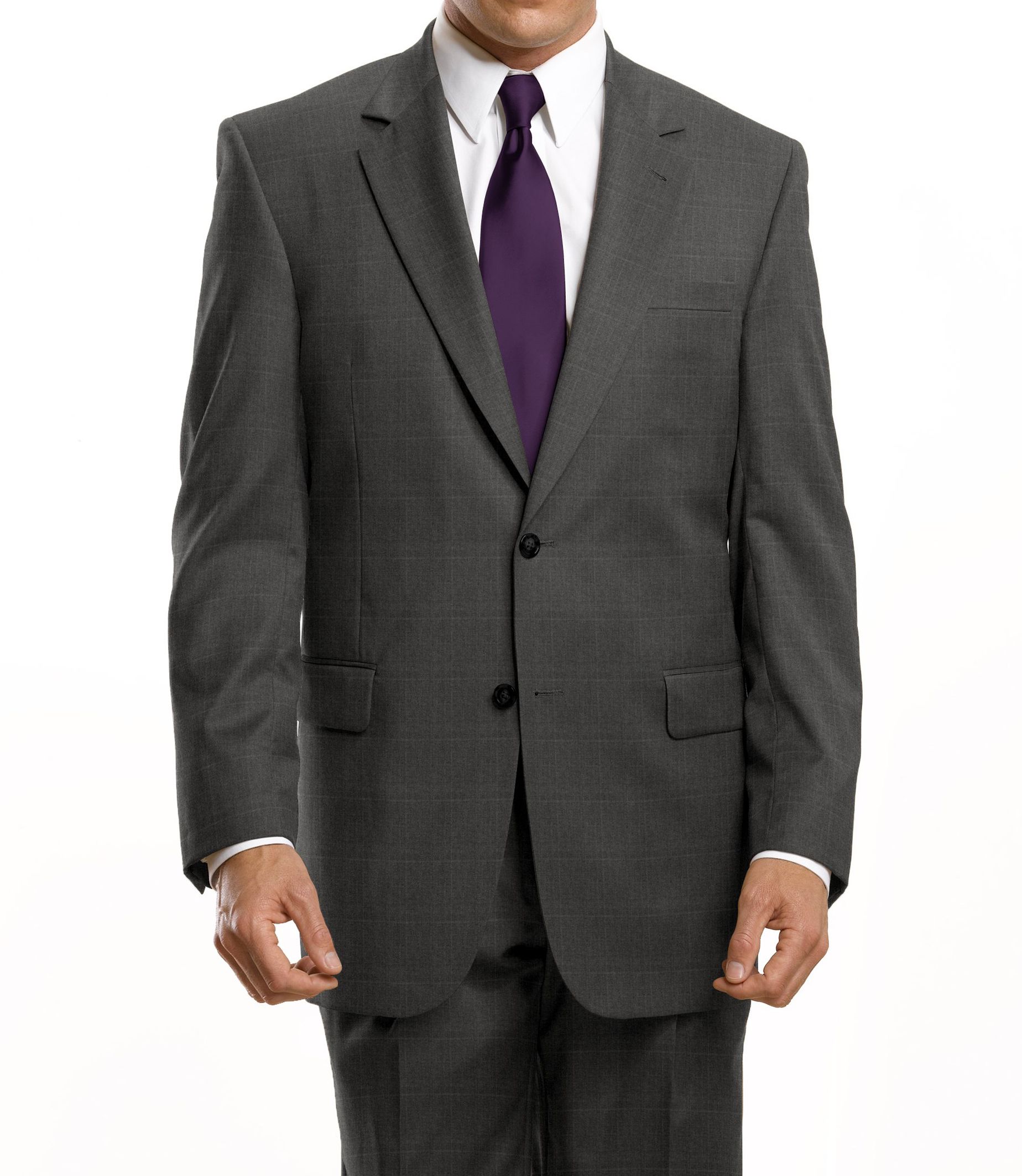 Traveler Suit Separate 2-Button Jacket- Grey Windowpane or Navy Microcheck