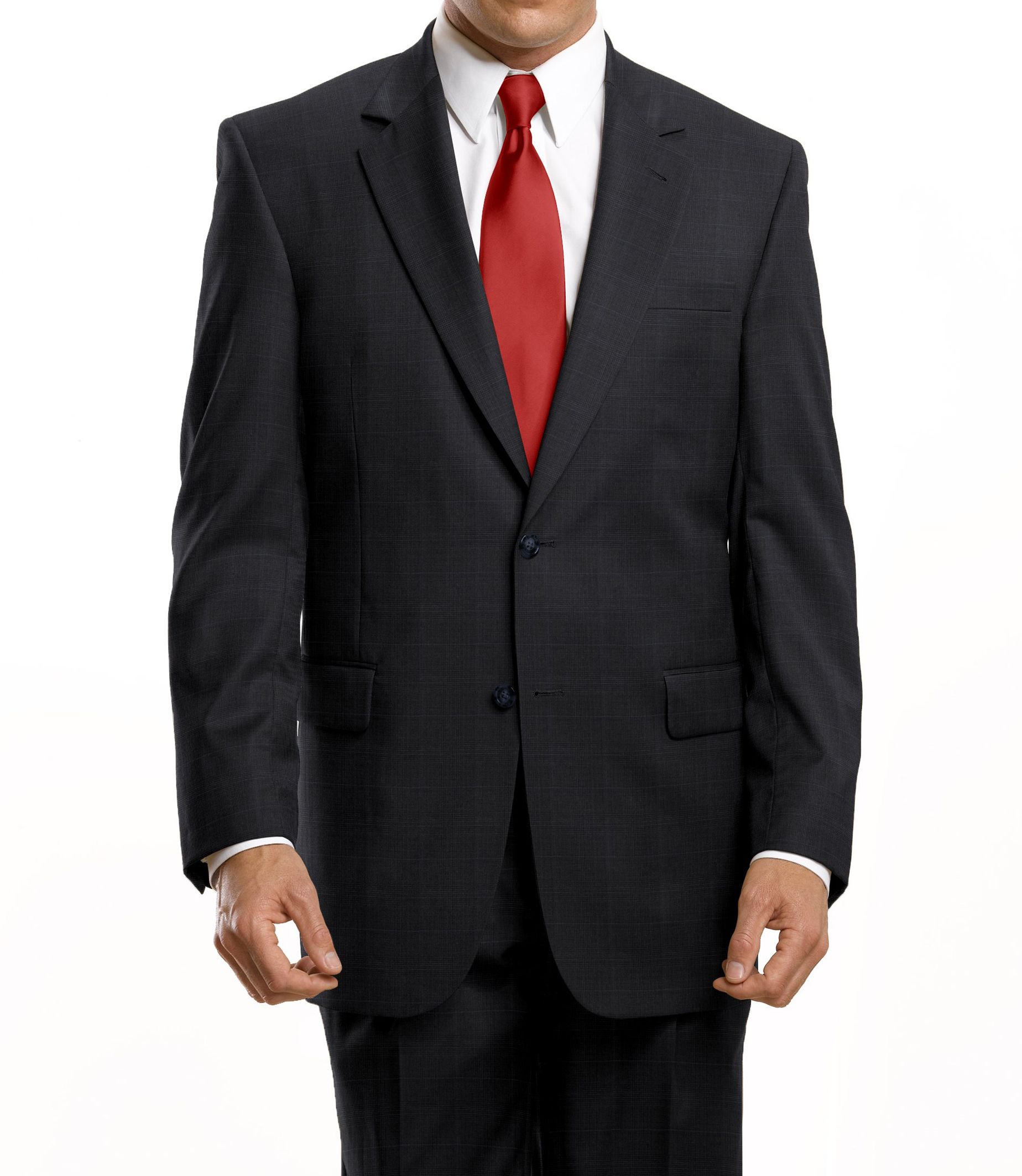 Business Express 2-Button Jacket Big or Tall- Navy Plaid