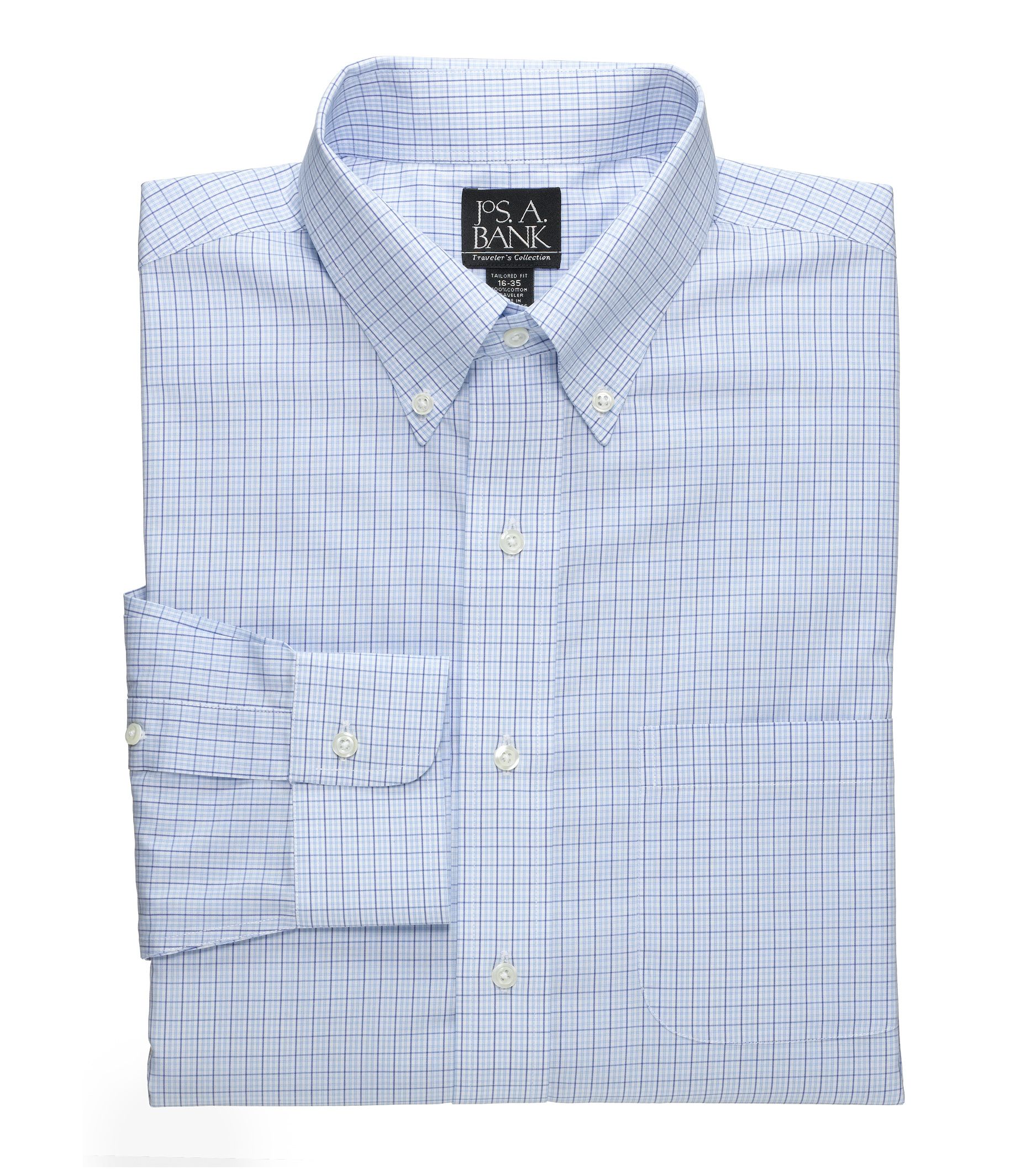 Traveler Tailored Fit Button Down Collar Tattersal Dress Shirt- Buy 4, Get 50% O
