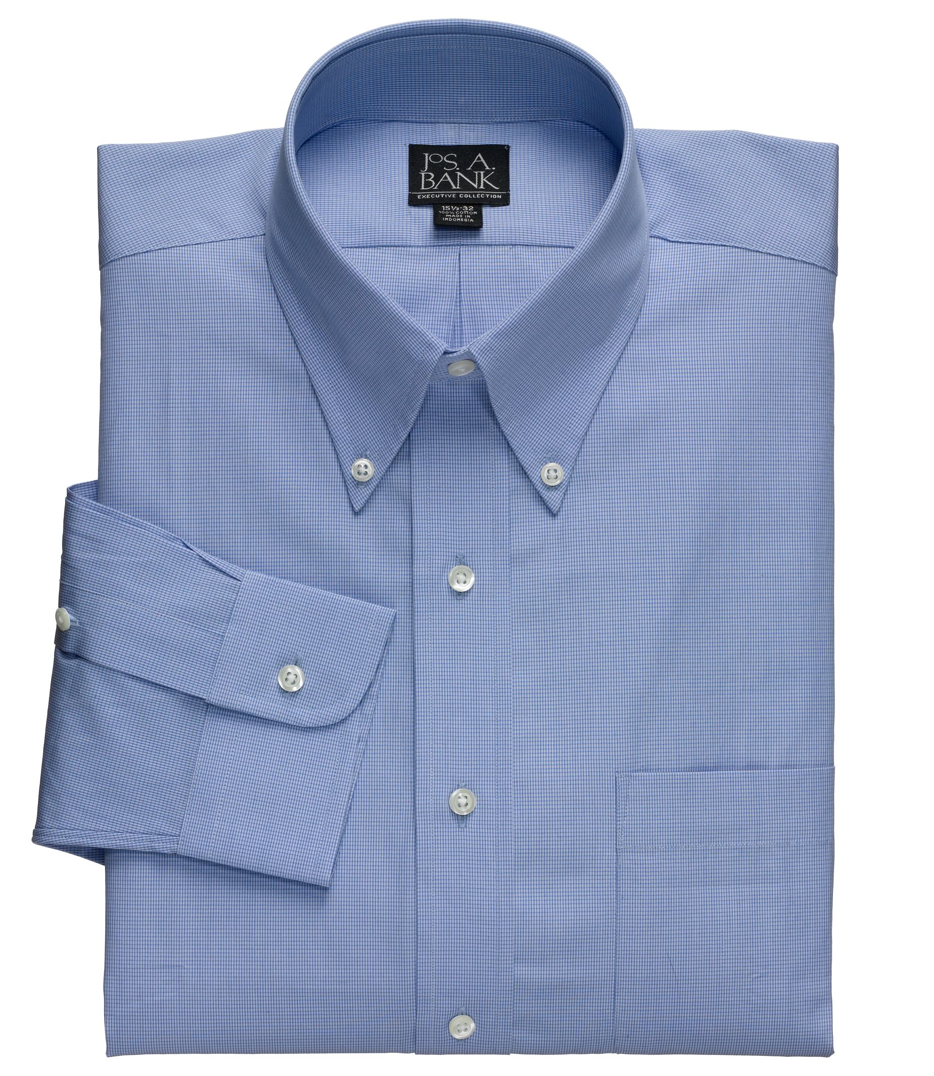 Executive Collection Micro Check Button Down Collar Dress Shirt- 3 for $99
