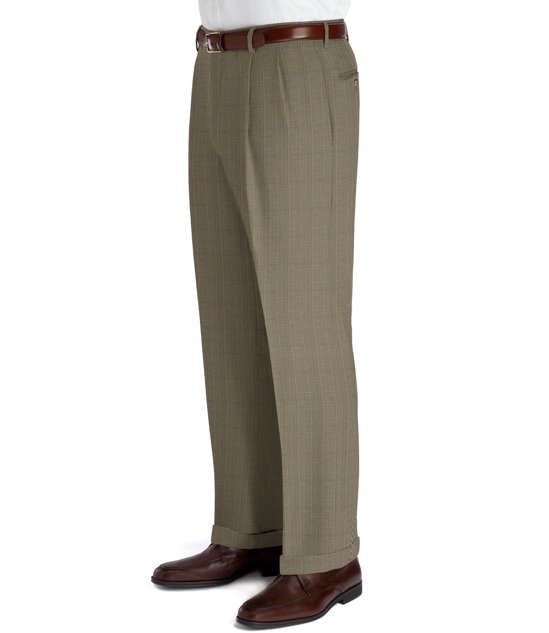 Executive Plaid Pleated Trousers- 3 for $199
