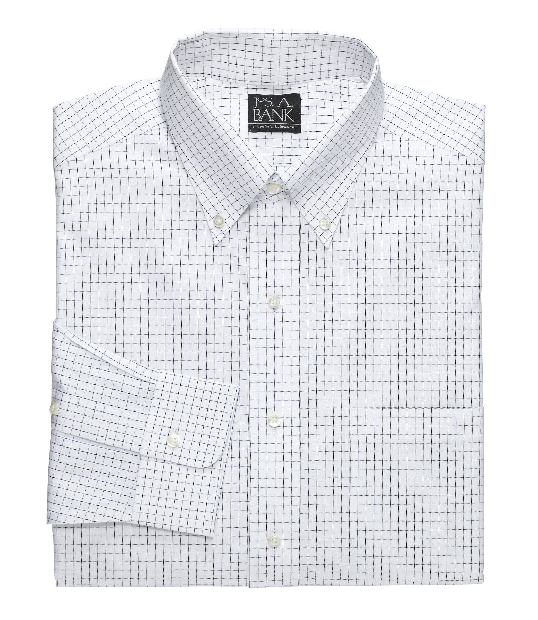 Traveler Tailored Fit Pinpoint Check Buttondown Collar Dress Shirt