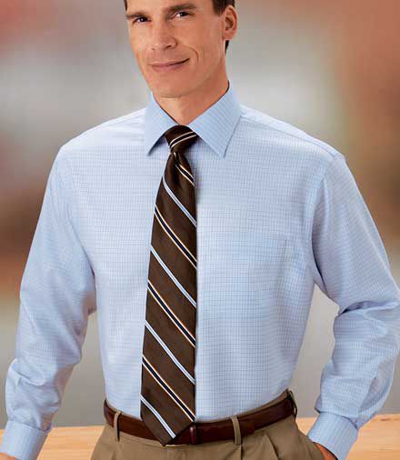 Traveler Twill Check Spread Collar Dress Shirt Big/Tall