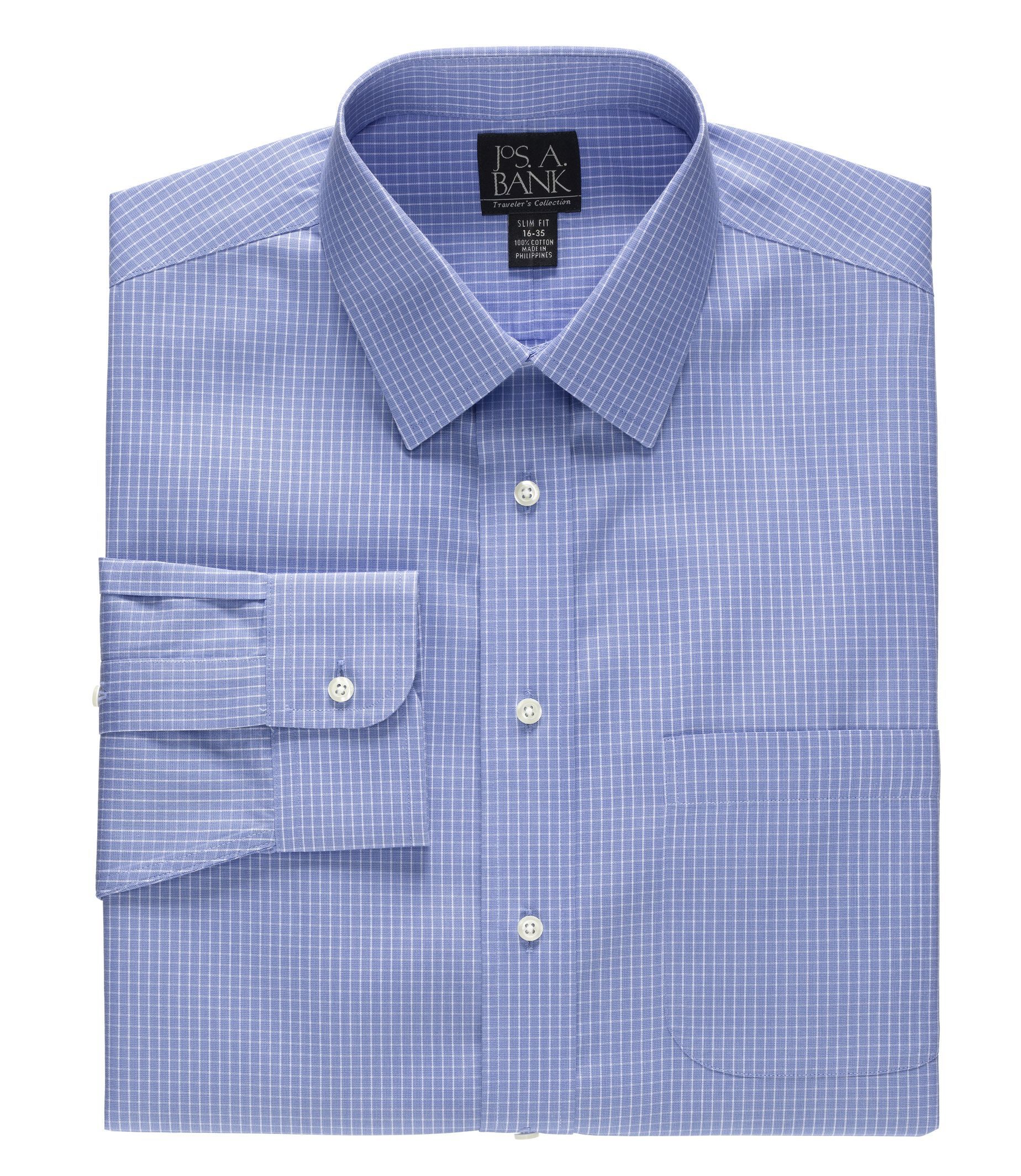 Traveler Pinpoint Microcheck Spread Collar Dress Shirt