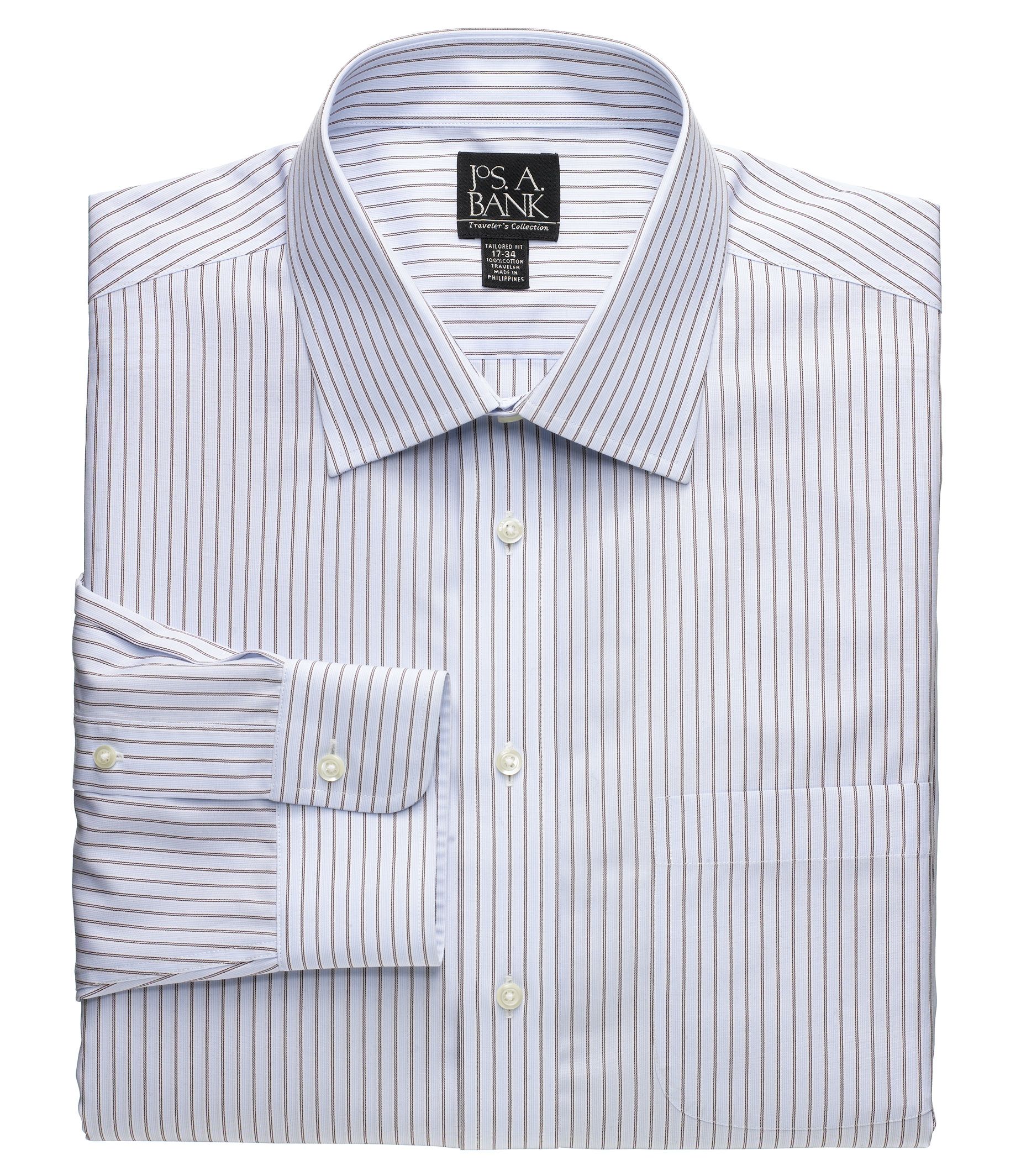 Traveler Tailored Fit Spread Collar Stripe Dress Shirt- Buy 4, Get 50% OFF!

