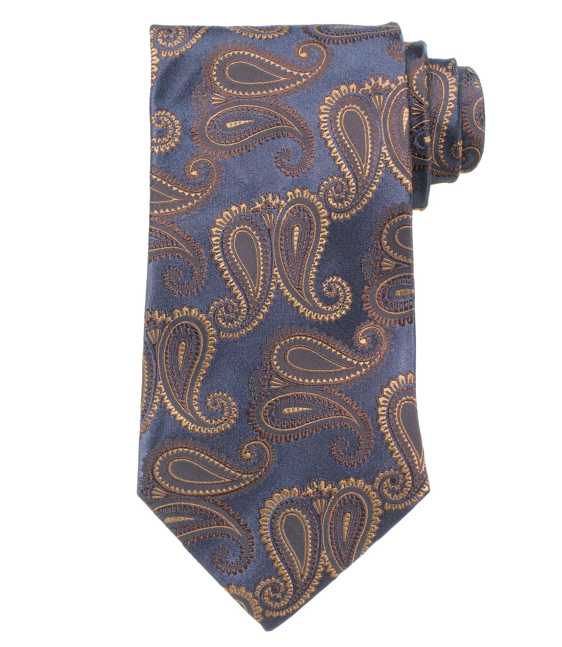 Signature Large Satin Paisley Long Tie
