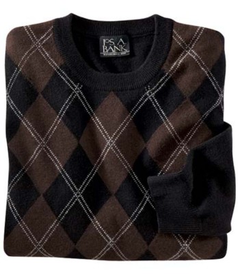 JoS. A. Bank Lambswool Double Raker Argyle Crewnec...