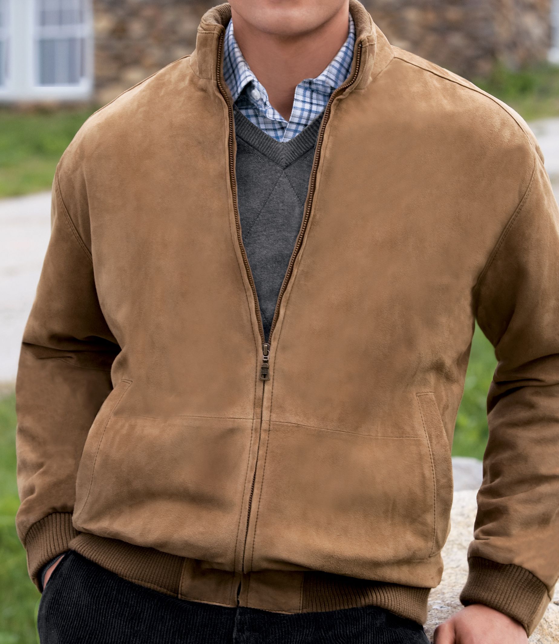 Signature Raglan Sleeve Goatsuede Jacket