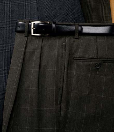Executive Patterned Wool Trousers- Pleated Front- in 3 colors
