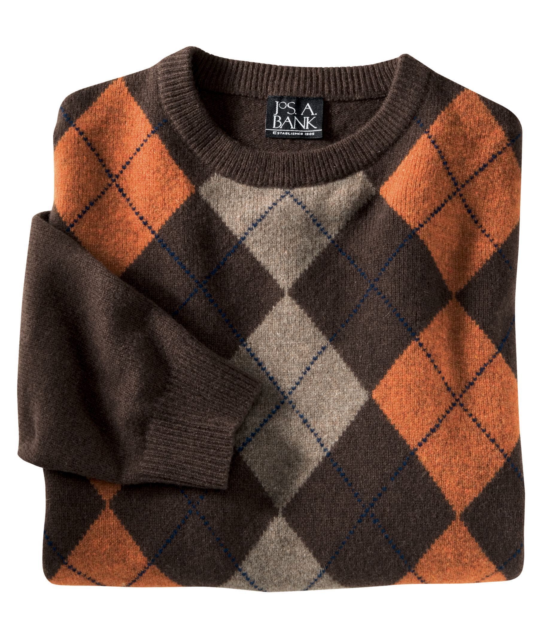 Fine Lambswool Argyle Crew Neck Sweater- 3 for $99
