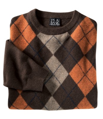 JoS. A. Bank Fine Lambswool Argyle Crew Neck Sweat...