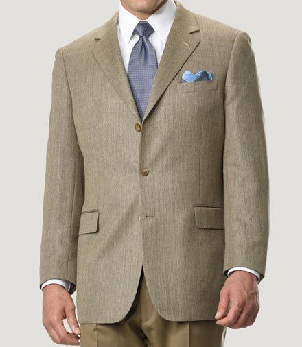 Signature Imperial Blend 3-Button Herringbone Sportcoat- Light Olive