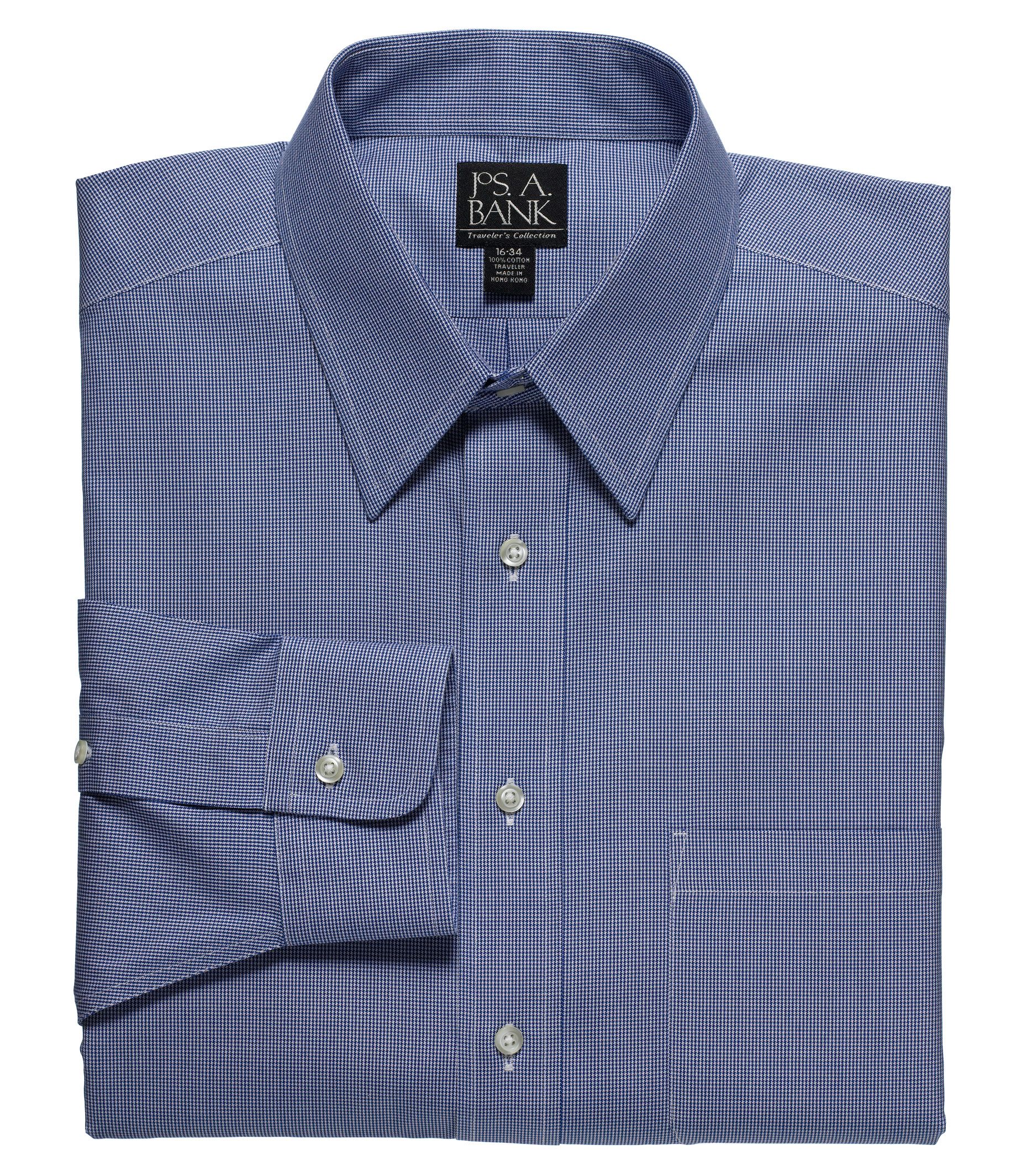 Traveler Pinpoint Houndstooth Point Collar Dress Shirt
