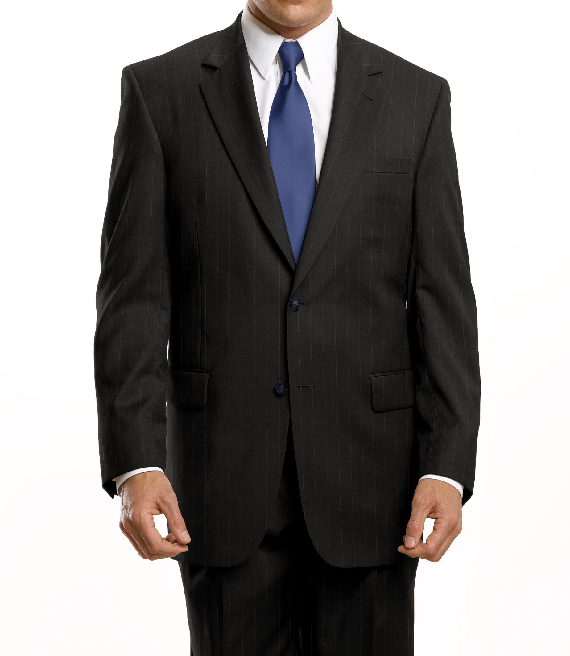 Traveler Jacket in 2-Button Regal Fit- Black Solid or Navy Stripe